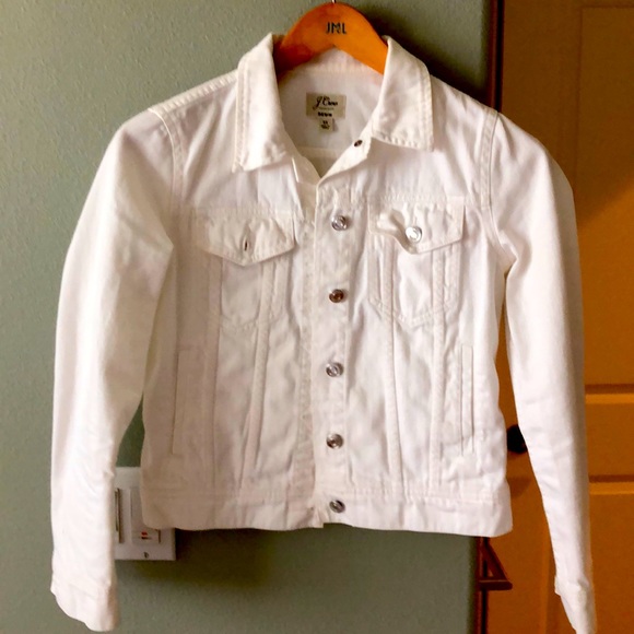 J Crew white cropped jean jacket